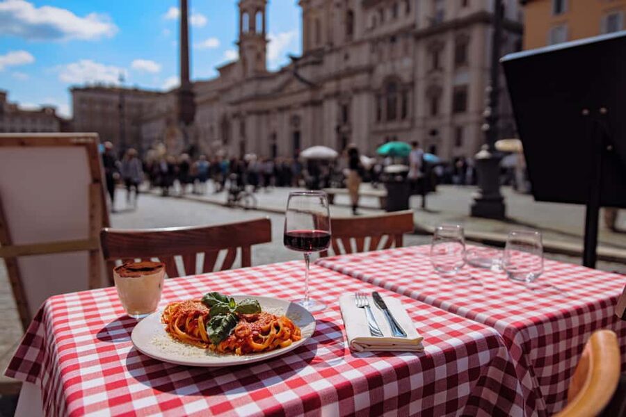 Ravioli Cooking Class in Rome - Piazza Navona - Bruschetta and a drink while the kitchen cooks