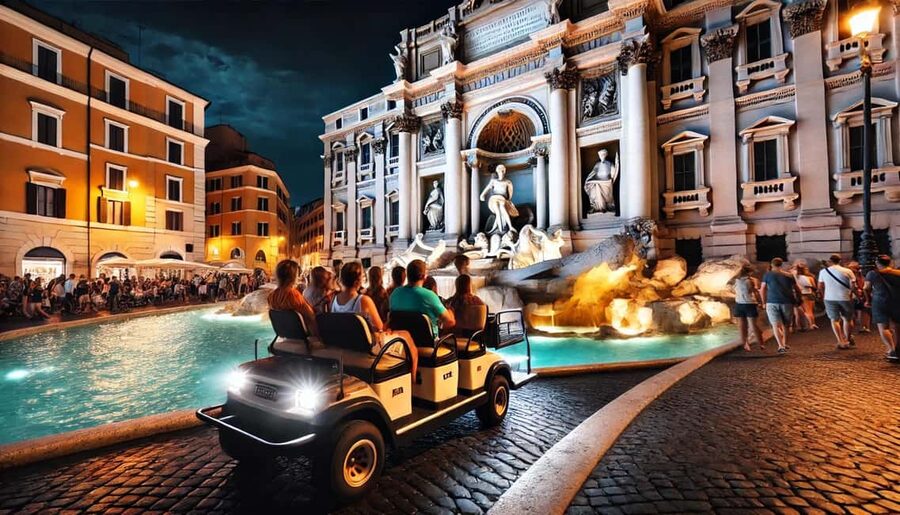 Roma: Golf Cart Night Tour - The Colosseum sets the tone