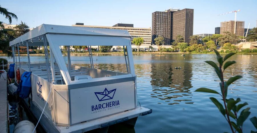 Rome: 30-minute boat tour to Laghetto dell'Eur - The Japan Walk waterfalls and pier aperitivo