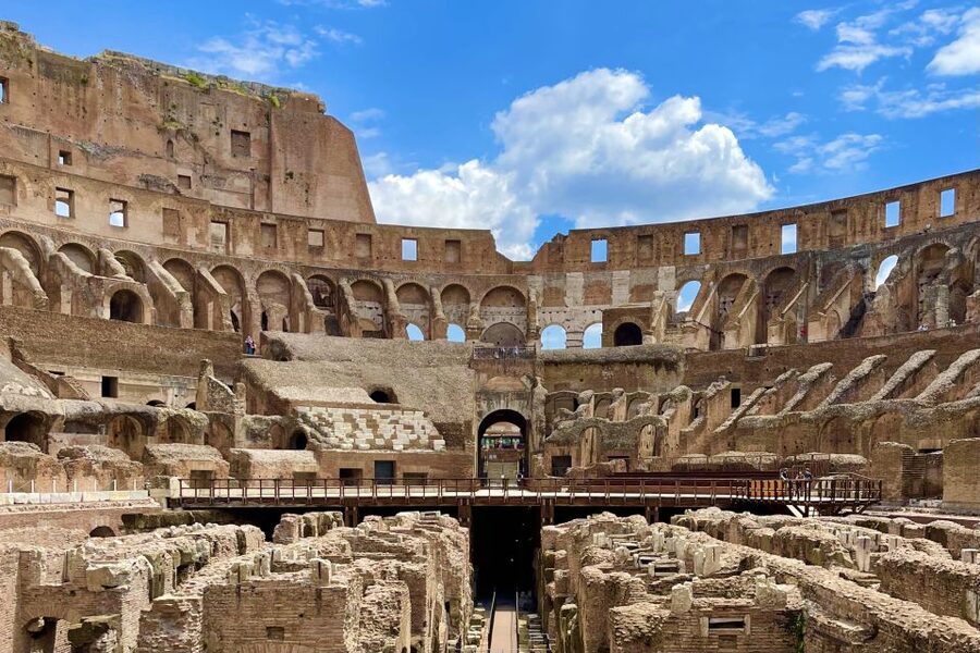 Rome: Colosseum Guided Tour with Entry Tickets - The first floor, exhibits, and arena view