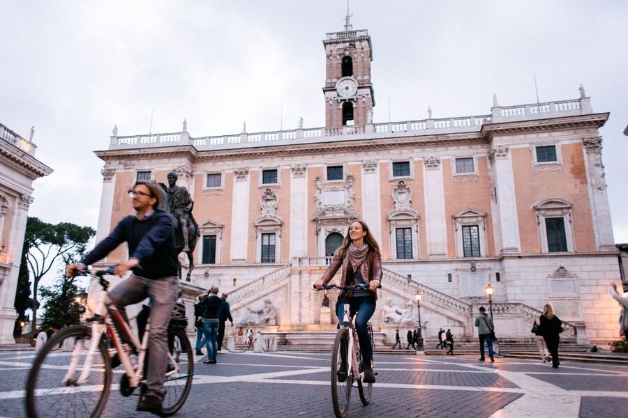 Rome E-Bike Tour – Small Group, Safe Route & Local Guide - The Colosseum and Roman Forum from two wheels