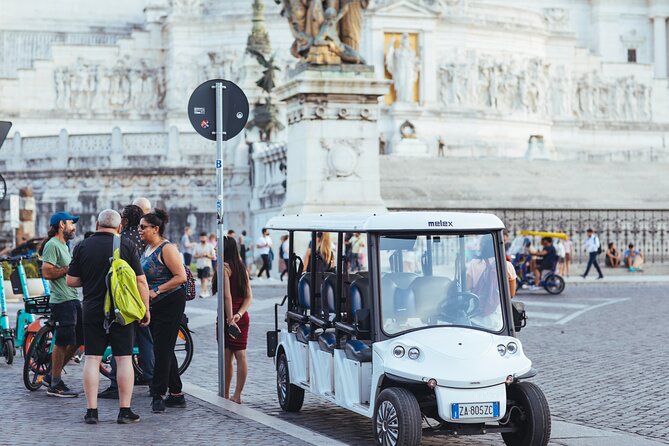 Rome: Evening Golf Cart Semi or Private Tour with Aperitivo - Piazza Venezia and the city in motion