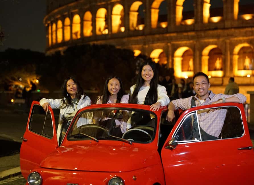 Rome: Night Tour in a Vintage Fiat 500 with Aperol Spritz - Giardino degli Aranci offers a quieter city view