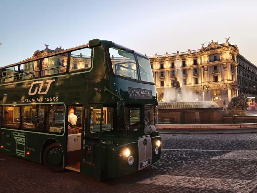 Rome: Nighttime Tour by Open-Top Bus with Tasting Stop - Piazza Venezia and the Colosseum under lights