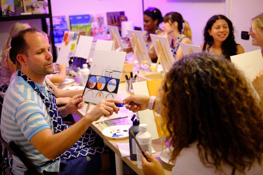 Rome: Painting Class with Unlimited Wine - Good for couples, friends, and small groups
