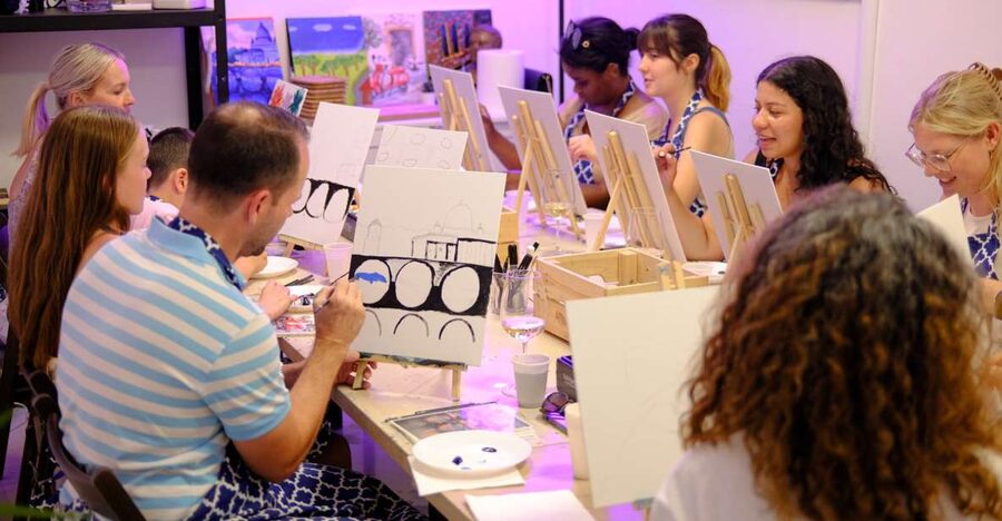 Rome: Painting Class with Unlimited Wine - What happens during the 2.5-hour session