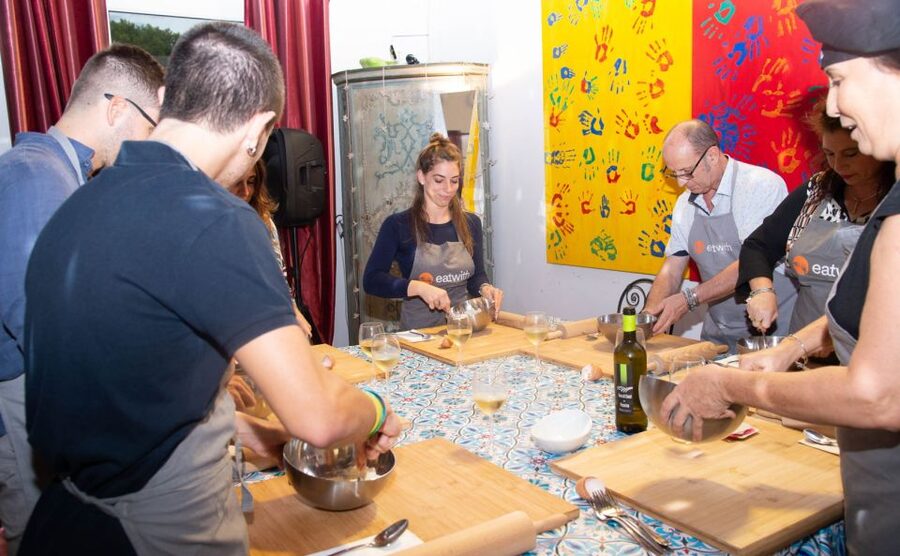 Rome: Pasta and Tiramisu Shared Cooking Class with Wine - Sitting down to eat what you prepared