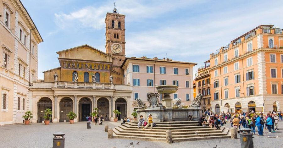 Rome: Pasta, Pizza & Gelato Tour in TRASTEVERE - Piazza di San Cosimato and the market stop