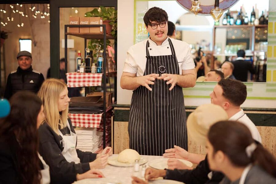 Rome: Pizza and Tiramisu Cooking Class in Piazza Navona - Making pizza dough, then using dough that has rested