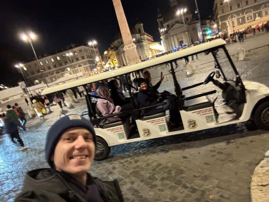 Rome: Private Golf Cart Night Sightseeing Tour & Aperitivo - St. Peter’s Basilica from the evening square