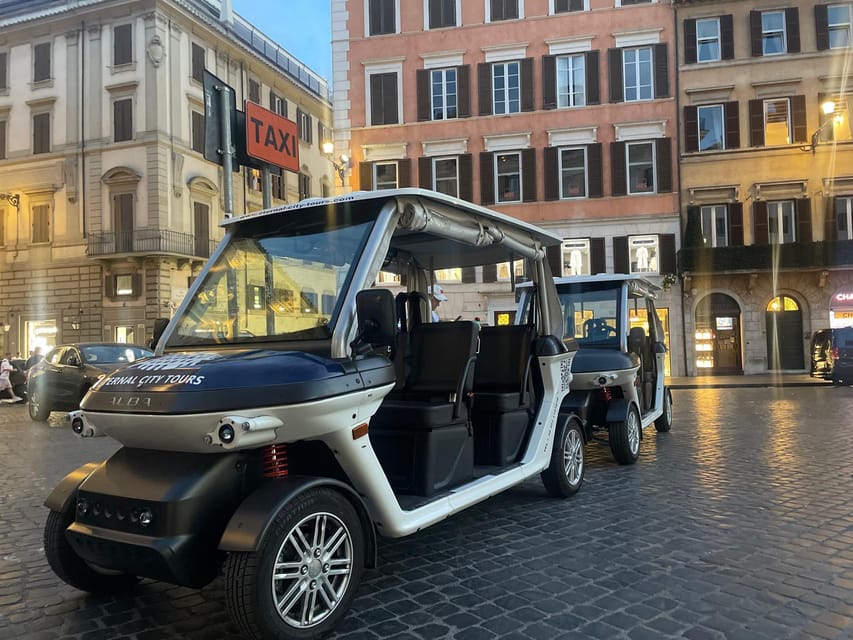Rome: Private Golf Cart Twilight Tour Rome with Aperitivo - Key points to know before booking