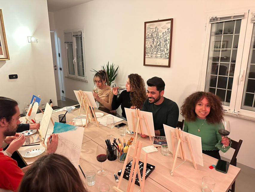 Rome: Small-Group Art Class with Wine - Pizza arrives while the paint dries