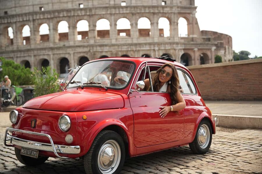 Timeless Rome: A Journey in a Vintage Fiat 500 - The Colosseum stop, Rome’s most recognizable frame