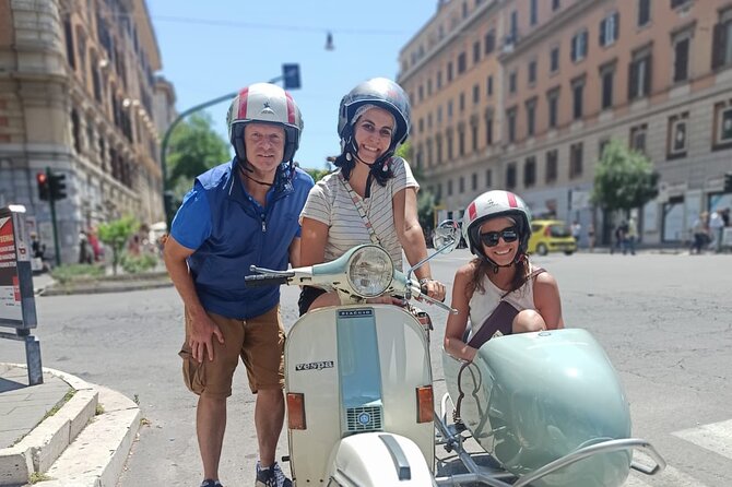 Vespa Sidecar Tour By Night with Pickup - Piazza Venezia starts the Roman story
