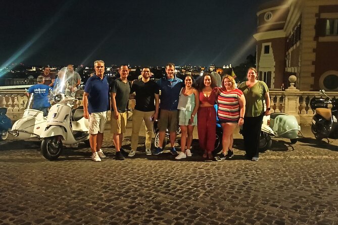 Vespa Sidecar Tour By Night with Pickup - Janiculum Hill ends with Rome spread below you