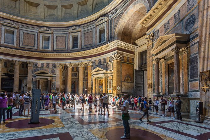 Walking Guided Tour and Rome's Iconic Temple Pantheon Entrance - Inside the dome and rotunda